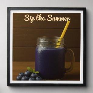 Blueberry Juice – “Sip the Summer” Refreshing Peel And Stick Photo Tile