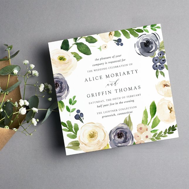 Blueberry Lane Square Wedding Invitation (Creator Uploaded)