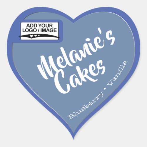 Blueberry Light Blue Cake Packaging Logo Template Heart Sticker