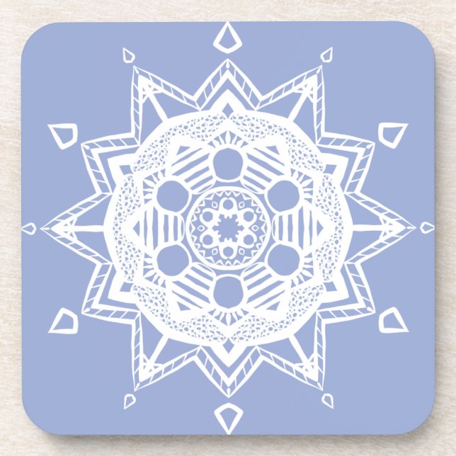Blueberry Mandala Beverage Coaster (Front)