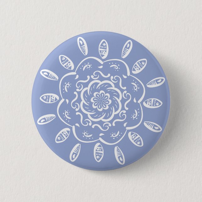Blueberry Mandala Pinback Button (Front)