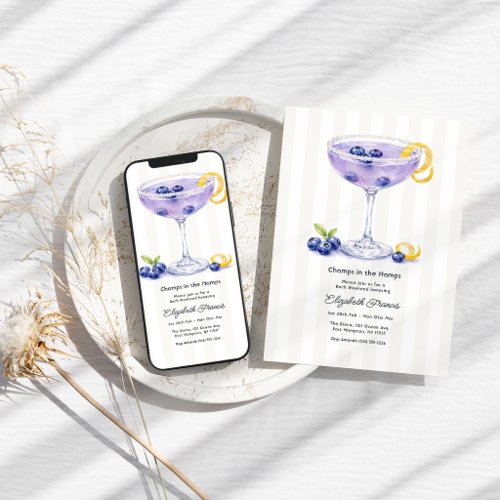 Blueberry Martini Hamptons Bachelorette Weekend Invitation