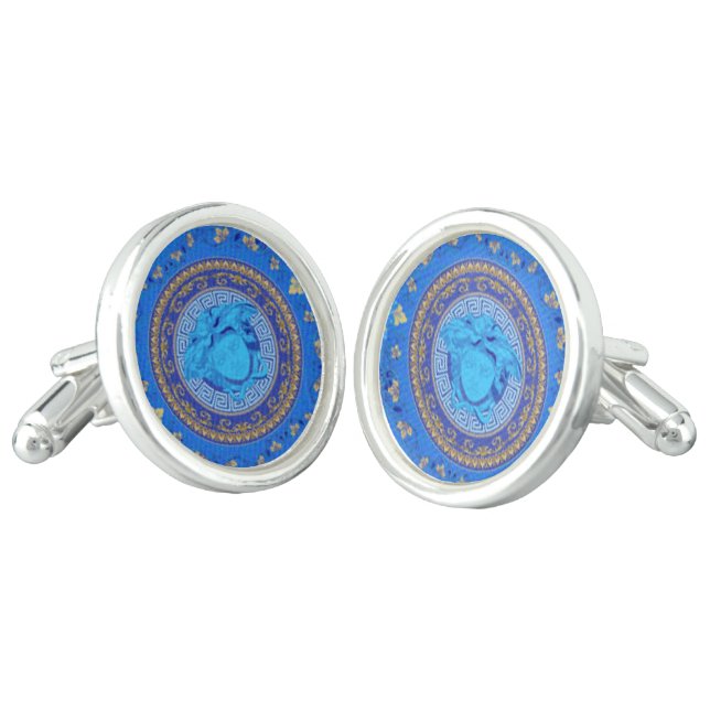 Blueberry  Medusa French Cuff Links (Angled)