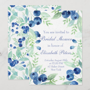 Blueberry Midsummer Rustic Berry Bridal Shower Invitation