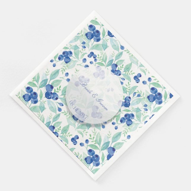 Blueberry Midsummer Rustic Berry Wedding Paper Dinner Napkins (Corner)