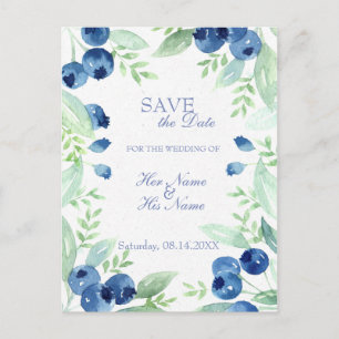 Blueberry Midsummer Rustic Wedding SAVE the Date Announcement Postcard