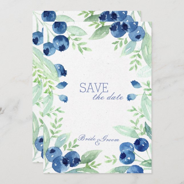 Blueberry Midsummer Rustic Wedding SAVE the Date Invitation (Front/Back)