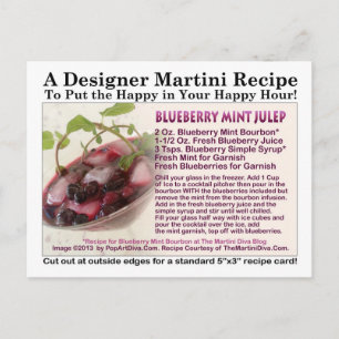 BLUEBERRY MINT JULEP COCKTAIL RECIPE POSTCARD