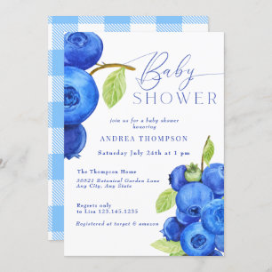 Blueberry Modern Baby Shower Invitations