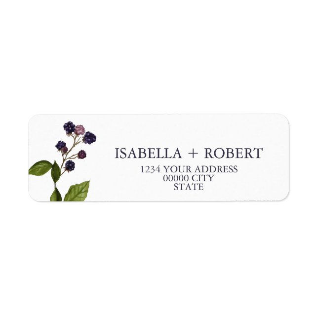 Blueberry | Modern Botanical Wedding Label (Front)