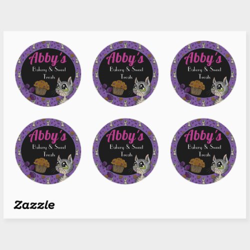 Blueberry Muffin Bloop Cat Custom Bakery  Classic Round Sticker