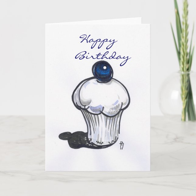 Blueberry Muffin Happy Birthday Card (Front)