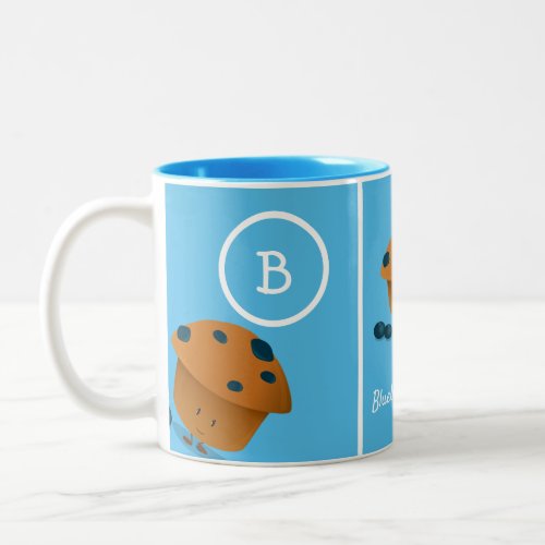 Blueberry Muffin Monogram Cartoon Character Blue Two_Tone Coffee Mug