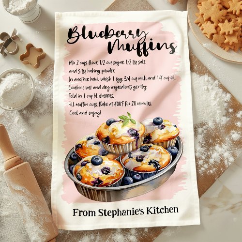 Blueberry Muffin Recipe Personalized Kitchen Towel