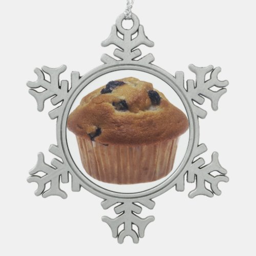 Blueberry Muffin Snowflake Pewter Christmas Ornament