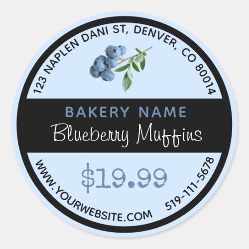 Blueberry Muffins Bakery Round Sticker