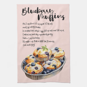 Blueberry Muffins Baking Recipe Kitchen Towel