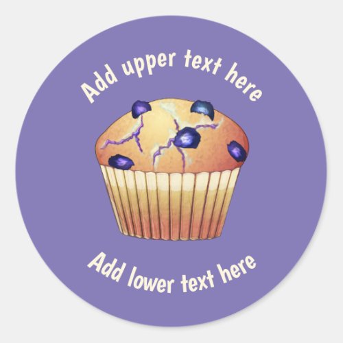 Blueberry Muffins in Liners _ Add Text to Purple Classic Round Sticker