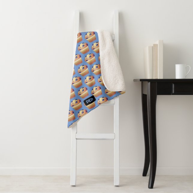 Blueberry Muffins Pattern - Short Name / Initials Sherpa Blanket (In Situ)