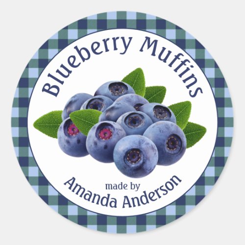Blueberry Muffins Plaid 3 Circle Food Label