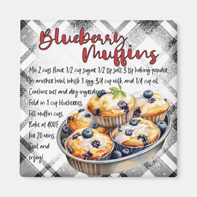 Blueberry Muffins Recipe Magnet (Front)