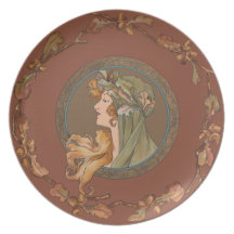 Blueberry Nouveau Art Deco Melamine Plate