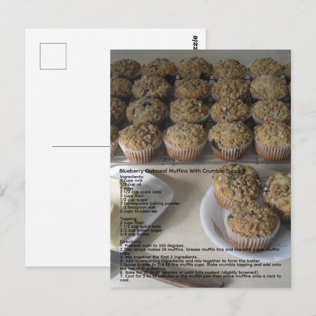 Blueberry Oatmeal Muffins Postcard (Front/Back)