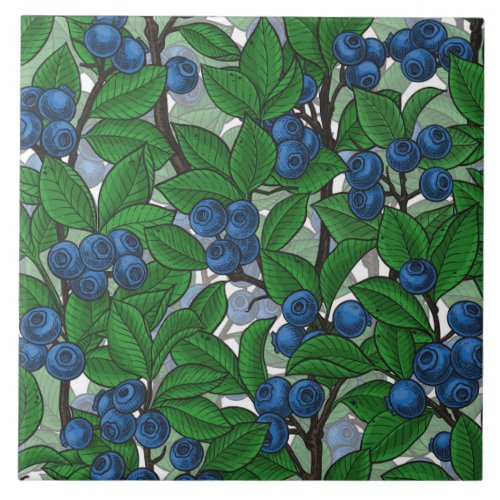 Blueberry on white ceramic tile