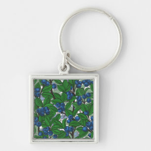 Blueberry on white keychain
