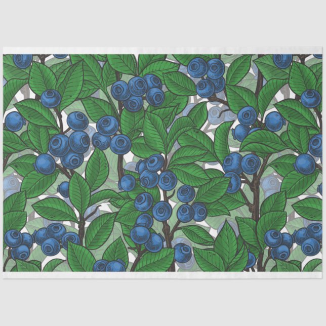 Blueberry on white tissue paper (Front)