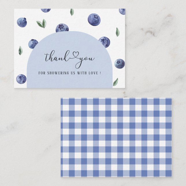 Blueberry One Birthday Boy Thank you Baby shower Note Card (Front/Back)