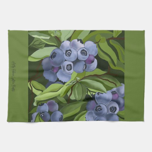 Blueberry painting kitchen towel