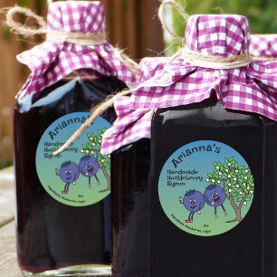 Blueberry Pals Funny Cartoon Jam Pie and More Classic Round Sticker