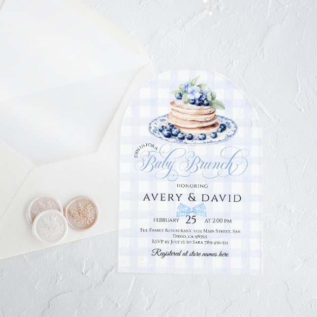 Blueberry Pancake Baby Brunch Baby Shower Boy  Acrylic Invitations (Creator Uploaded)