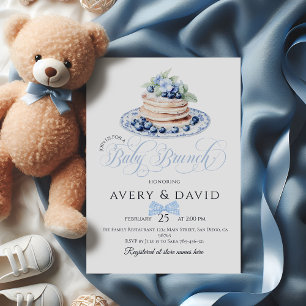 Blueberry Pancake Baby Brunch Baby Shower Boy  Invitation