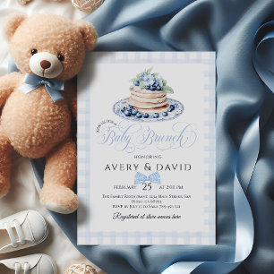 Blueberry Pancake Baby Brunch Baby Shower Boy  Invitation