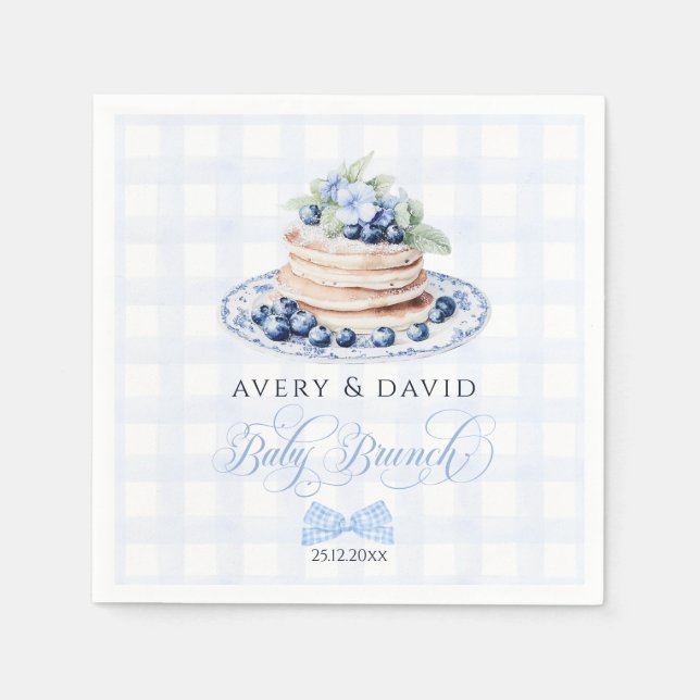 Blueberry Pancake Baby Brunch Baby Shower Boy  Napkins (Front)