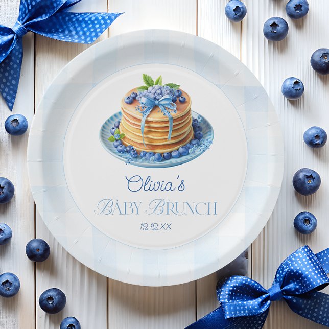 Blueberry Pancake Baby Brunch Baby Shower Paper Plates (Creator Uploaded)