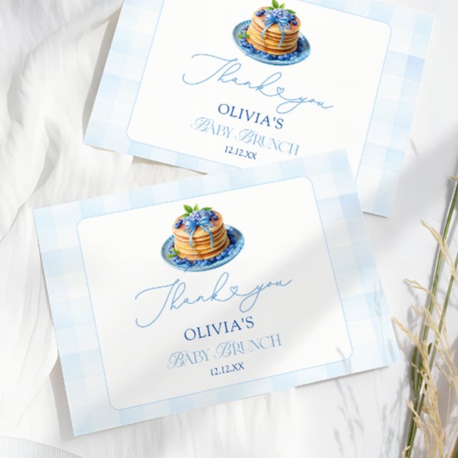 Blueberry Pancake Baby Brunch Shower Thank You Card (Creator Uploaded)