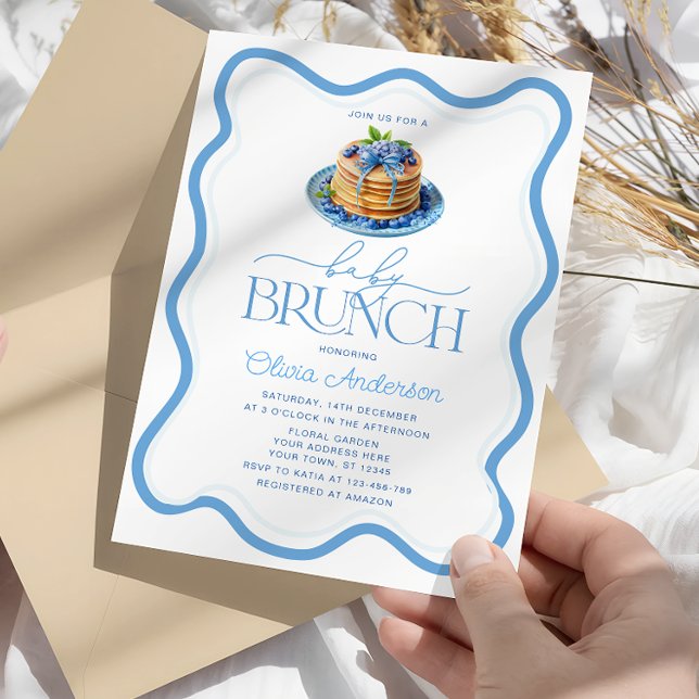 Blueberry Pancake Baby Shower Baby Brunch Invitation (Creator Uploaded)