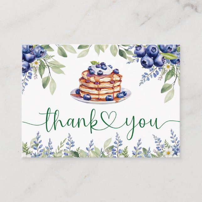 Blueberry Pancake Baby Shower Flat Thank You Card (Front)