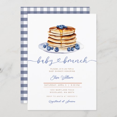 Blueberry Pancake Baby Shower Invite