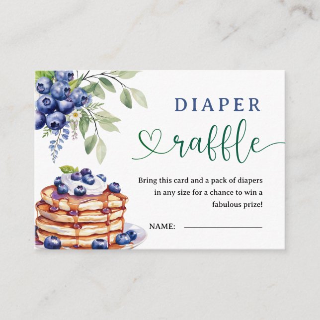 Blueberry Pancake Brunch Baby Shower Diaper Raffle Enclosure Card (Front)