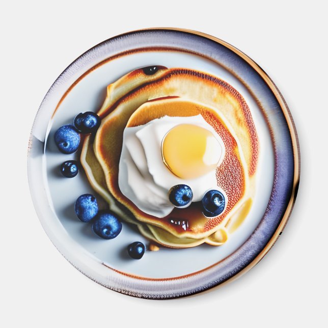 Blueberry Pancakes and Fried Eggs Food Magnet (Front)