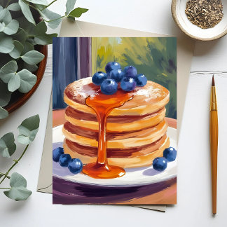 Blueberry Pancakes | Oil Painting Postcard