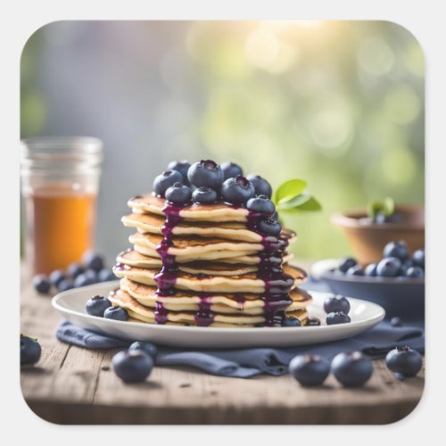 Blueberry Pancakes Square Sticker