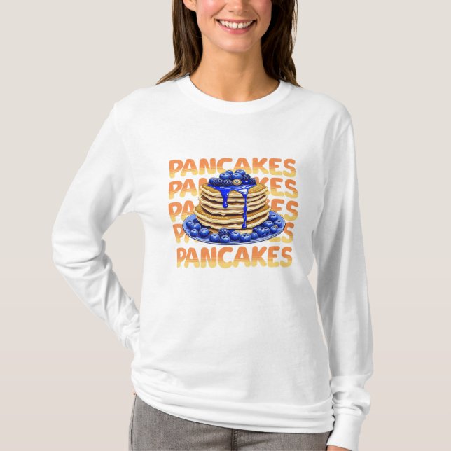 Blueberry Pancakes, Yummy Foodie T-Shirt (Front)