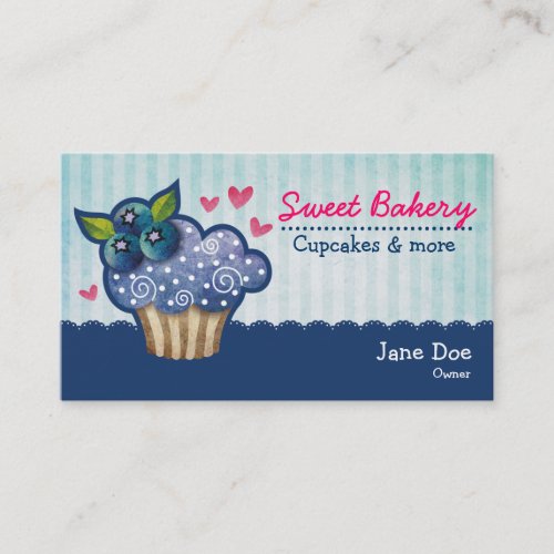 Blueberry Passion Cupcake Business Cards