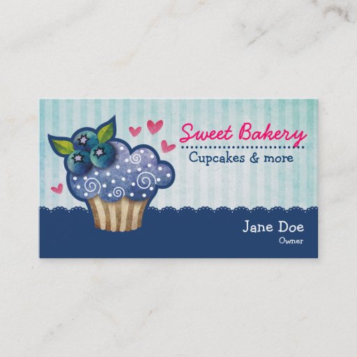 Customizable Blueberry Passion Cupcake Business Cards