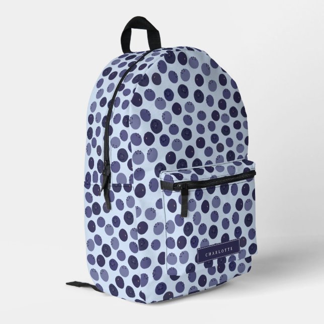Blueberry Pattern Custom Name Printed Backpack (Back Corner Left)
